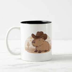 Capybara Cowboy-Mok Grappige koffie met een West Tweekleurige Koffiemok