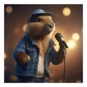 Capybara Cowboy: Serenading the Wild West Foto Afdruk