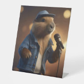 Capybara Cowboy: Serenading the Wild West Reclamebord Met Voetstuk (Voorkant)