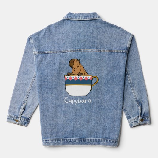 Capybara Cupybara Teacup Dier T-shirt Denim Jacket (Achterkant)