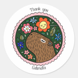 Capybara Custom Party Favor personalized Mailing Ronde Sticker