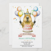 Capybara cute birthday invitation kaart (Voorkant / Achterkant)