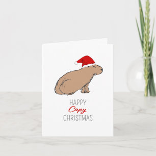 Capybara Cute Retro Hand-Drawn kerstkaart Kaart