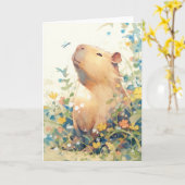 Capybara Daydream in de wei Kaart (Gele Bloem)