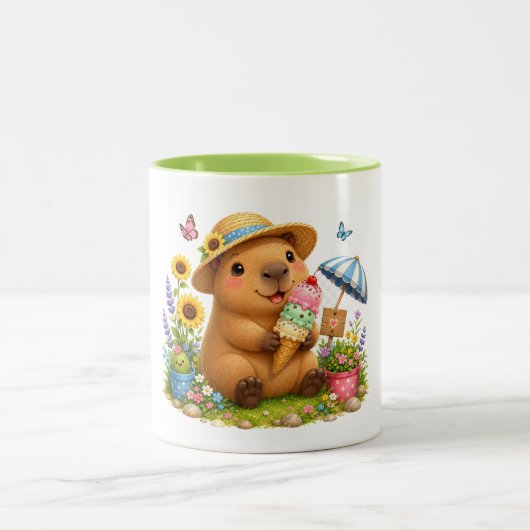 Capybara de glace | Design de mug Kawaii mignon (Centre)
