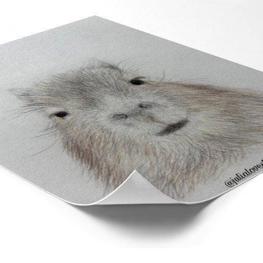 Capybara | Dessin au crayon d'art impression migno (Coin)