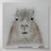 Capybara | Dessin au crayon d'art impression migno (Devant)