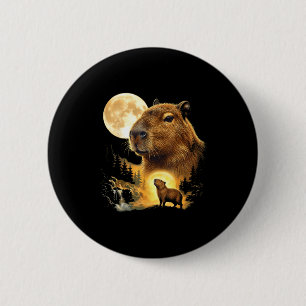Capybara die naar de maan huilt meme 90s dier ronde button 5,7 cm
