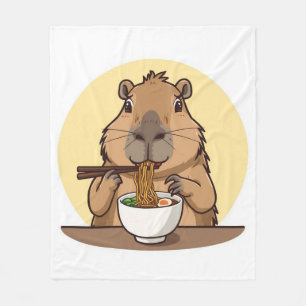 Capybara die ramen eet fleece deken