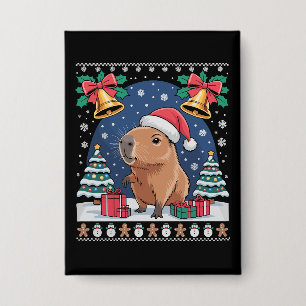 Capybara Dierenliefhebber Kerstcadeau Lelijke Capy Button