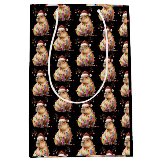 Capybara Dierenvriend kerstverlichting Cappy Xmas Medium Cadeauzakje (Voorkant)