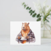 Capybara drink thee briefkaart (Staand voorkant)