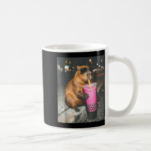 Capybara drinkt ijsthee met boba grappige dieren m koffiemok