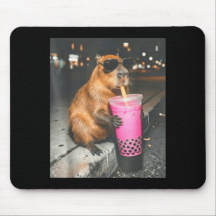 Capybara drinkt ijsthee met boba grappige dieren m muismat