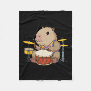 Capybara Drummer Spelen Drums Knaagdieren Funny Ca Fleece Deken