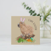 Capybara Easter Cute Bunny Funny Kaart (Staand voorkant)