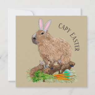 Capybara Easter Cute Bunny Funny Kaart