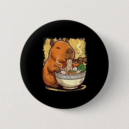 Capybara Eating Ramen Noodles  Ronde Button 5,7 Cm (Voorkant)