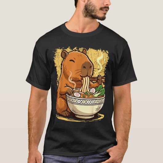 Capybara Eating Ramen Noodles T-shirt (Voorkant)