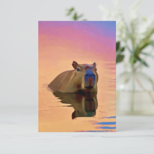 Capybara Eenvoud Rustig Meer Bedankkaart (Staand voorkant)