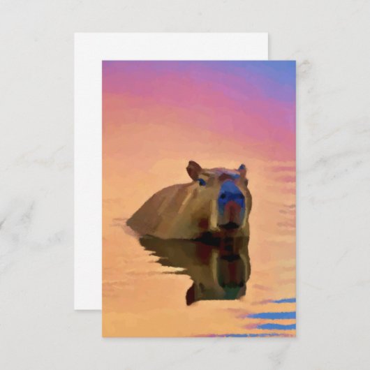 Capybara Eenvoud Rustig Meer Bedankkaart (Voorkant / Achterkant)