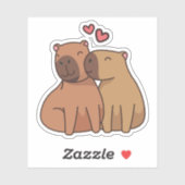 Capybara en amour autocollant (Feuille)