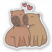 Capybara en amour autocollant (Devant)