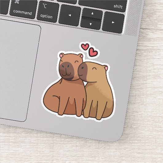 Capybara en amour autocollant (Détail)