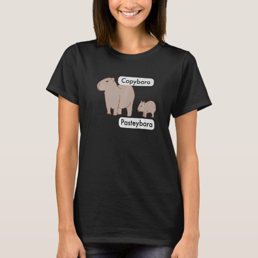 Capybara en Baby Capybara Pup Copy Paste Pun T-shirt (Voorkant)
