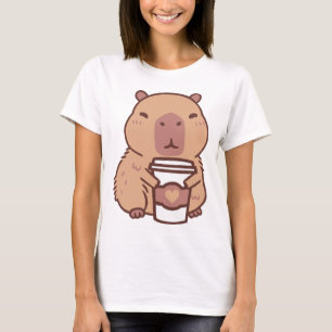 Capybara en koffie Cappuccino liefhebber T-shirt