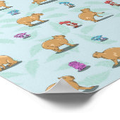 Capybara en paddenstoelenpatroon poster (Hoek)
