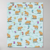 Capybara en paddenstoelenpatroon poster (Voorkant)