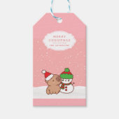 Capybara en Snowman Schattige kerstmis Cadeaulabel (Voorkant)