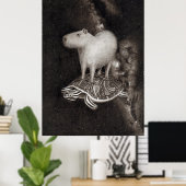 Capybara en terrapin door de ruimte vliegen poster (Thuiskantoor)