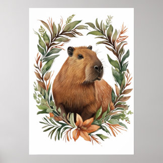 Capybara Floral Art Print