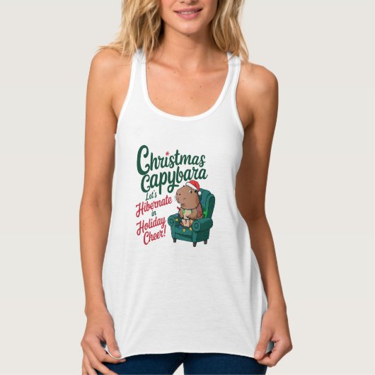 Capybara Funny Christmas Tanktop (Voorkant)