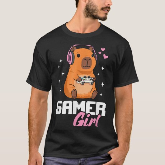 Capybara Gamer Girl Gaming T-shirt (Voorkant)