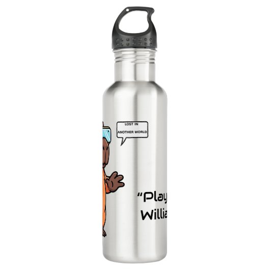 Capybara Gamer Water Bottle – Personalized Name Waterfles (Voorkant)