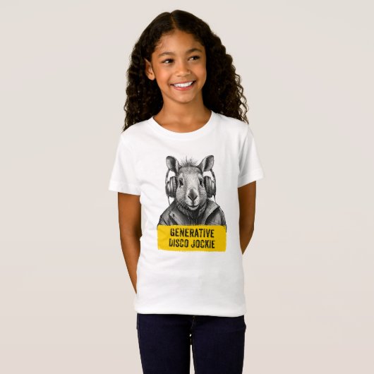 Capybara Generative Disco Jockie cool leuk T-shirt (Voorkant volledig)