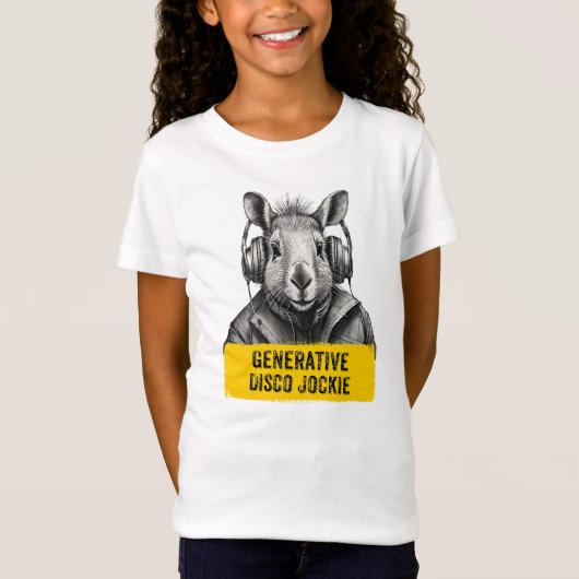 Capybara Generative Disco Jockie cool leuk T-shirt (Voorkant)