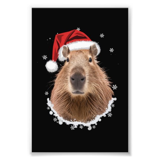 Capybara Grappig Kerstmis Foto Afdruk (Voorkant)