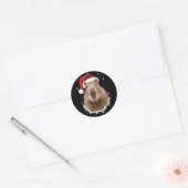 Capybara Grappig Kerstmis Ronde Sticker (Envelop)