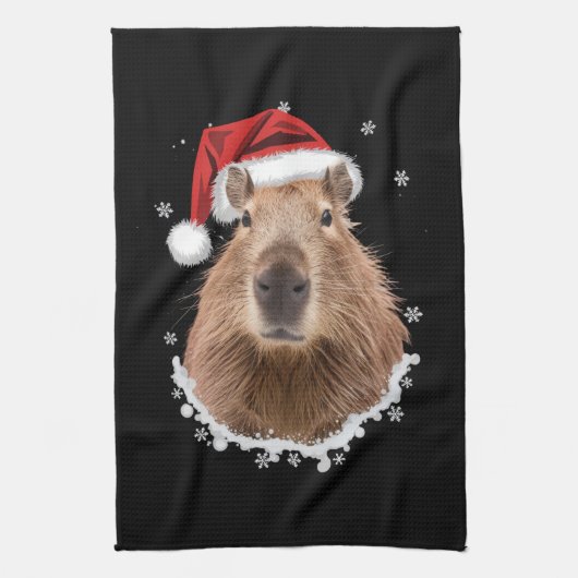 Capybara Grappig Kerstmis Theedoek (Verticaal)