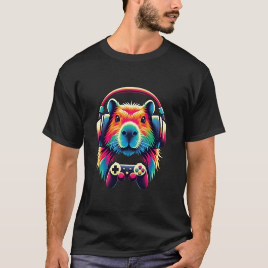 Capybara Grappige videogames Capybara Videogames L T-shirt (Voorkant)