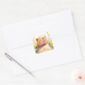 Capybara Grassy Naptime Vierkante Sticker (Envelop)
