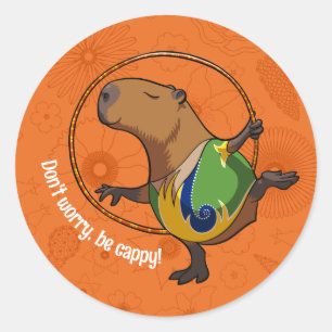 Capybara Gymnastiek Gymnastiek Fan Schattig Dier K Ronde Sticker