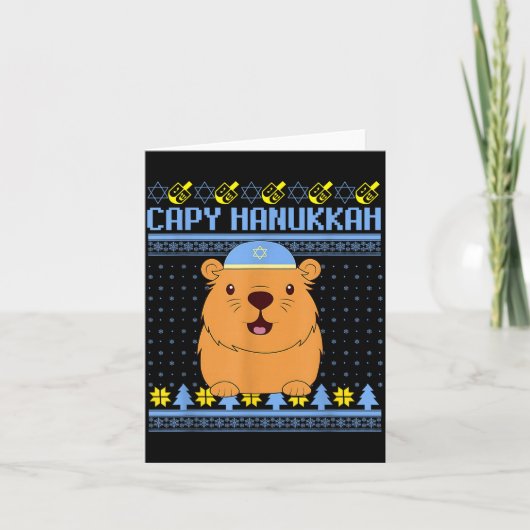 Capybara Hanukkah Capy Hanukkah Chanukah Jewish Ki Kaart (Voorkant)