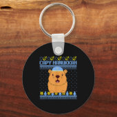 Capybara Hanukkah Capy Hanukkah Chanukah Jewish Ki Sleutelhanger (Voorkant)