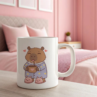 Capybara houdt van koffiebeker | Schattig en grapp Tweekleurige Koffiemok