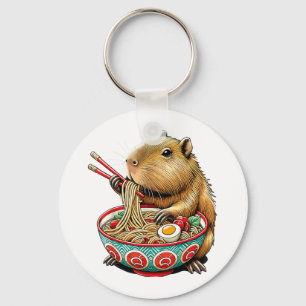 Capybara houdt van noedels Capybara die Japanse ra Sleutelhanger